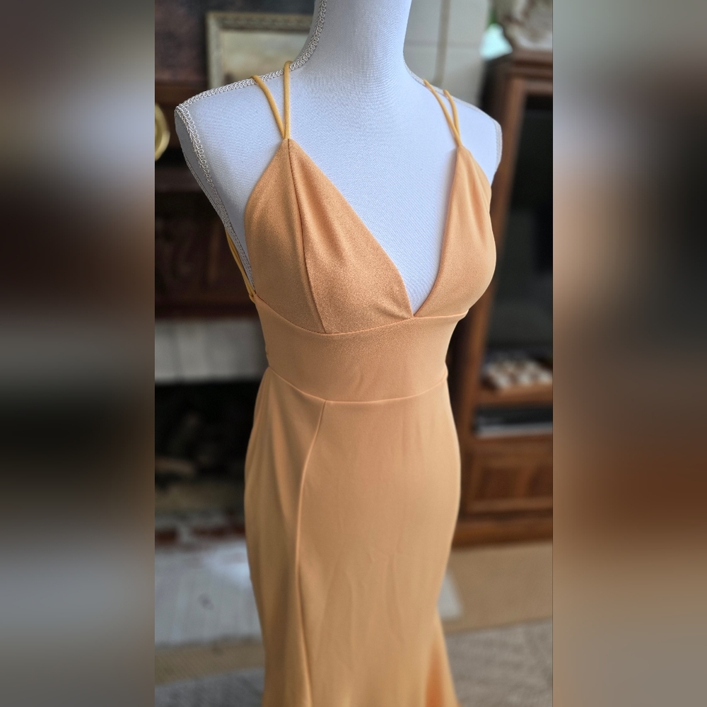 Elegant Orange Evening Gown by Windsor. Lined Size Medium - Picture 2 of 6